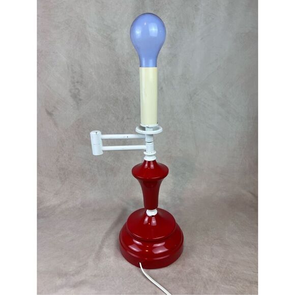Vintage Red Metal Swing Arm Table Lamp 1980s 1990s - Picture 8 of 10